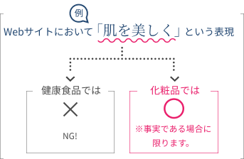 Webサイトにおいて「肌を美しく」という表現は？