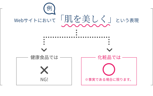 Webサイトにおいて「肌を美しく」という表現は？